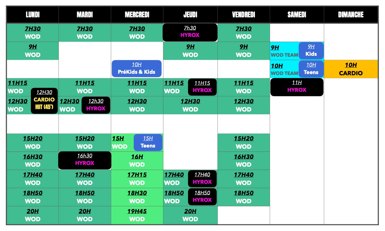 planning à jour